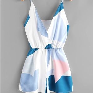 Plus size geometric pattern romper